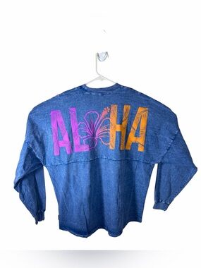 Spirit Jersey Maui Aloha Mineral Wash Blue Long Sleeve Shirt Medium Oversized
